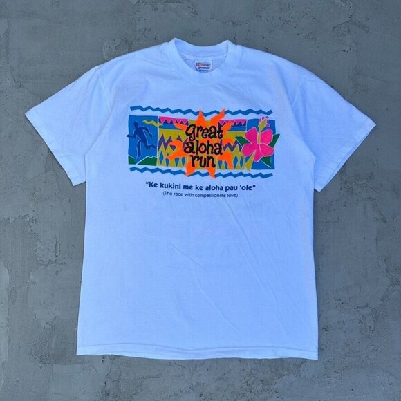 Hanes Other - Vintage Single Stitch Great Aloha Run Hawaii Finisher 1996 Colorful T Shirt